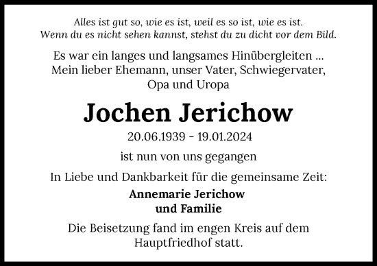 Traueranzeige von Jochen Jerichow von GESAMT