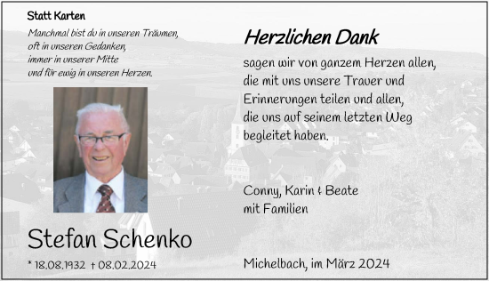 Traueranzeige von Stefan Schenko von GESAMT