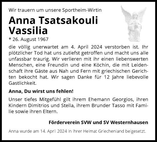 Traueranzeige von Anna Tsatsakouli Vassilia von GESAMT