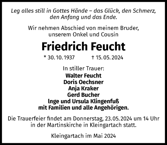 Traueranzeige von Friedrich Feucht von GESAMT