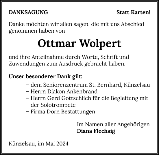 Traueranzeige von Ottmar Wolpert von GESAMT