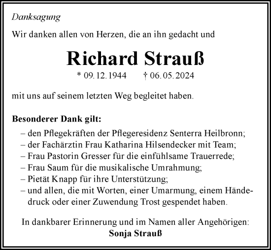 Traueranzeige von Richard Strauß von GESAMT