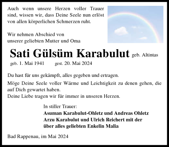 Traueranzeige von Sati Gülsüm Karabulut von GESAMT