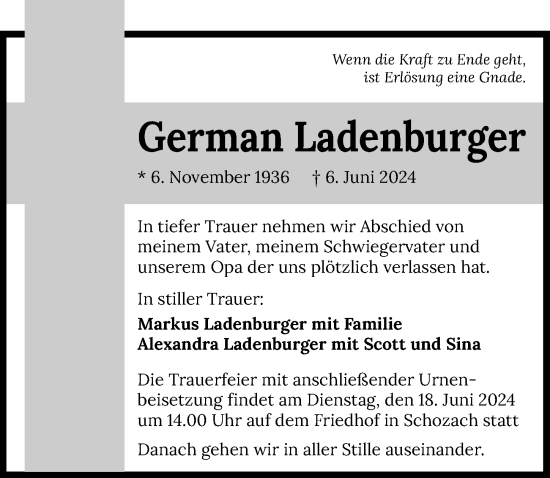 Traueranzeige von German Ladenburger von GESAMT