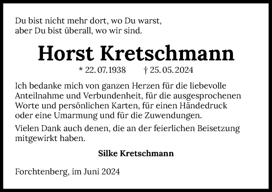 Traueranzeige von Horst Kretschmann von GESAMT
