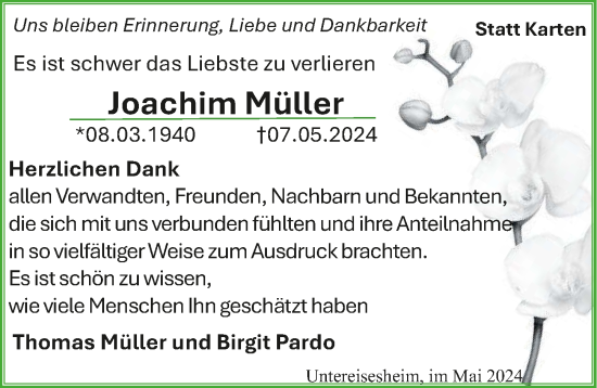 Traueranzeige von Joachim Müller von GESAMT