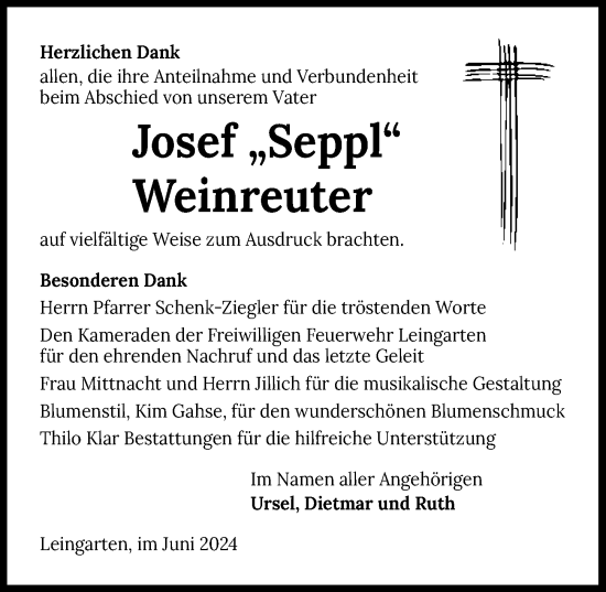 Traueranzeige von Josef Weinreuter von GESAMT