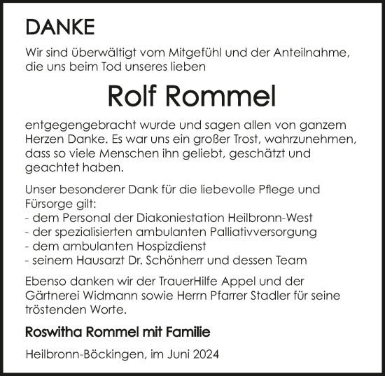 Traueranzeige von Rolf Rommel von GESAMT