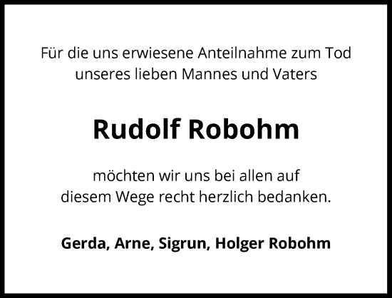 Traueranzeige von Rudolf Robohm von GESAMT