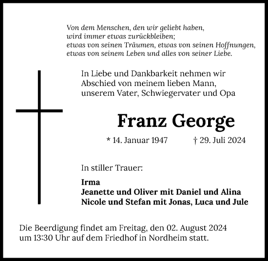 Traueranzeige von Franz George von GESAMT