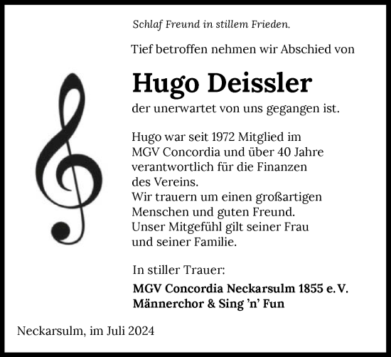 Traueranzeige von Hugo Dessler von GESAMT