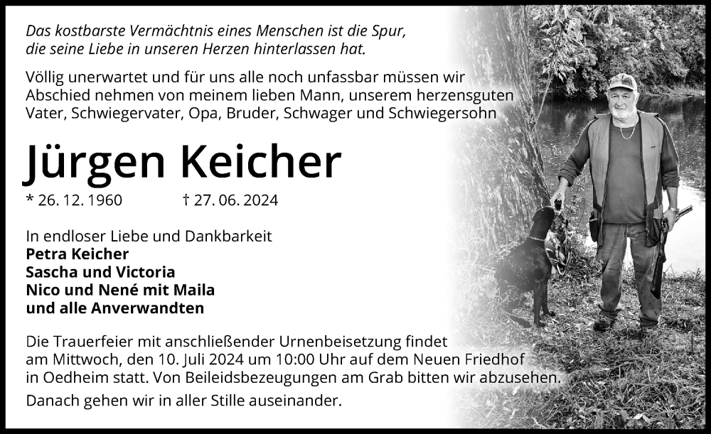  Traueranzeige für Jürgen Keicher vom 06.07.2024 aus GESAMT