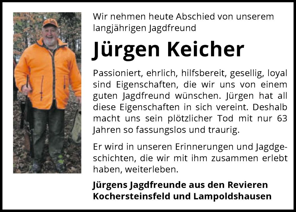  Traueranzeige für Jürgen Keicher vom 10.07.2024 aus GESAMT