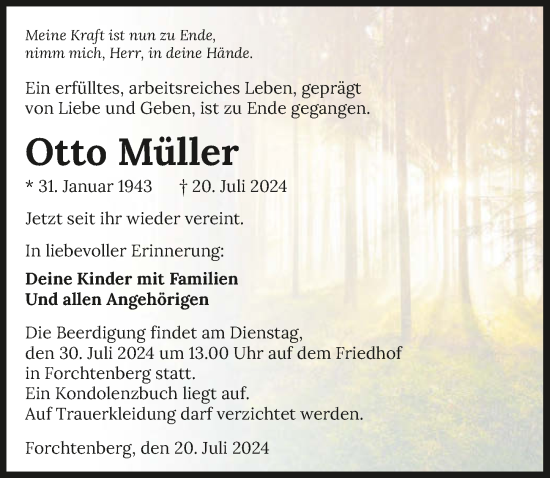 Traueranzeige von Otto Müller von GESAMT