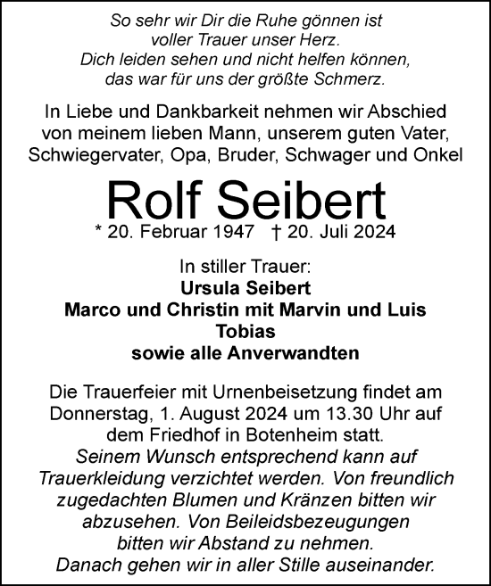 Traueranzeige von Rolf Seibert von GESAMT