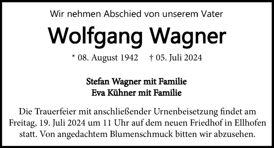 Traueranzeige von Wolfgang Wagner von GESAMT