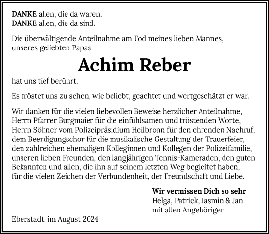 Traueranzeige von Achim Reber von GESAMT