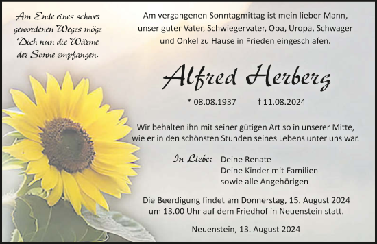 Traueranzeige von Alfred Herberg von GESAMT