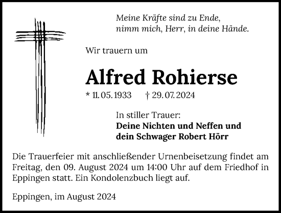 Traueranzeige von Alfred Rohierse von GESAMT