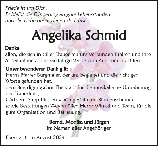 Traueranzeige von Angelika Schmid von GESAMT