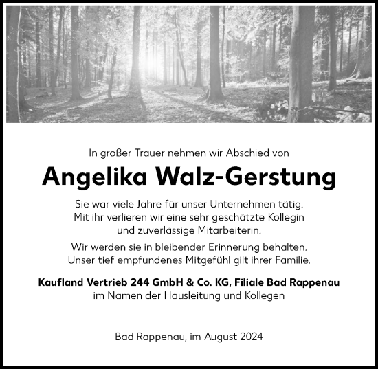 Traueranzeige von Angelika Walz-Gerstung von GESAMT