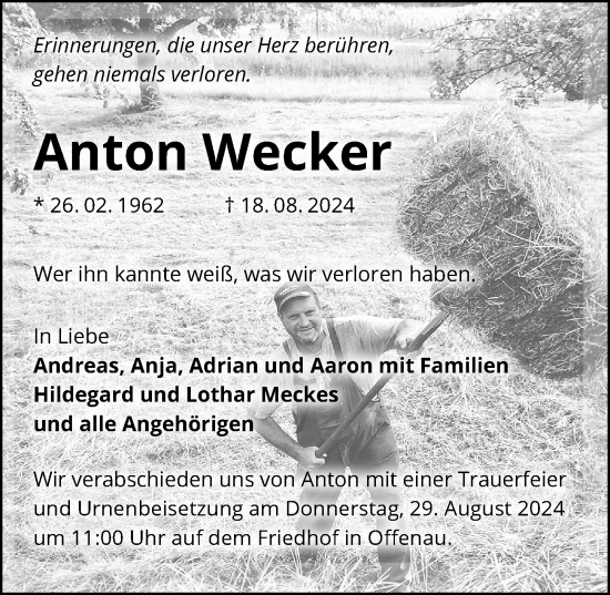 Traueranzeige von Anton Wecker von GESAMT