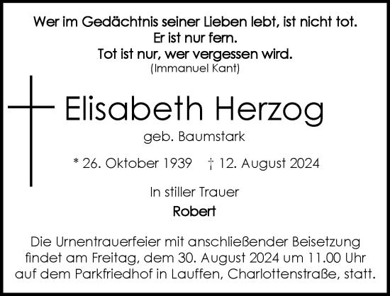 Traueranzeige von Elisabeth Herzog von GESAMT