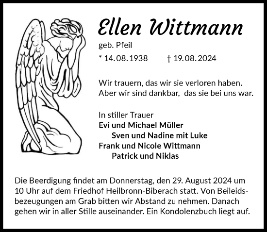 Traueranzeige von Ellen Wittmann von GESAMT