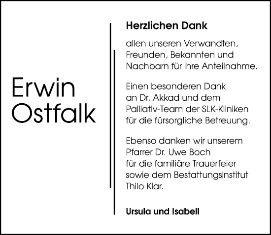 Traueranzeige von Erwin Ostfalk von GESAMT