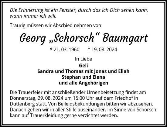 Traueranzeige von Georg Baumgart von GESAMT