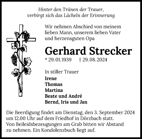 Traueranzeige von Gerhard Strecker von GESAMT