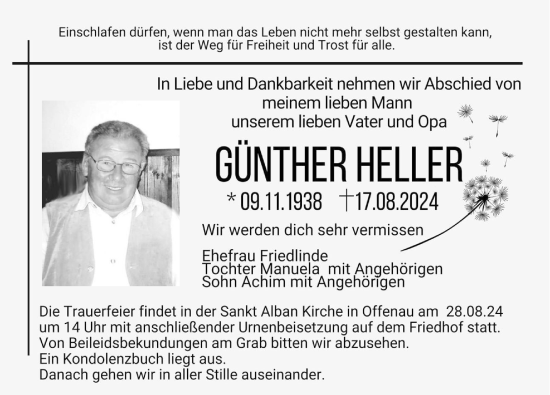 Traueranzeige von Günther Heller von GESAMT