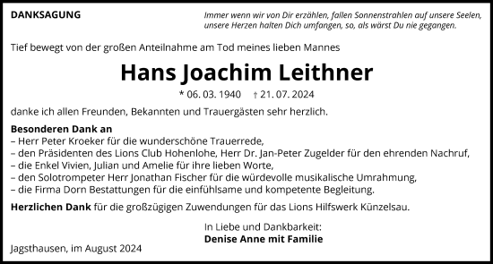 Traueranzeige von Hans Joachim Leithner von GESAMT