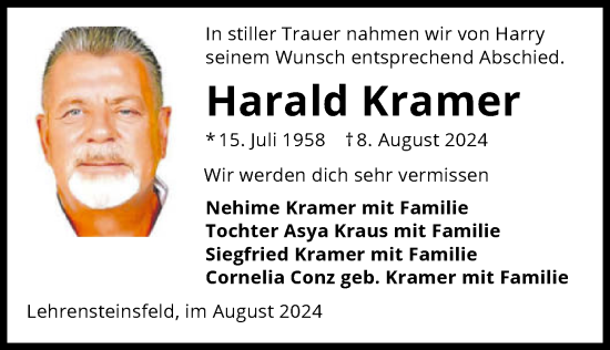 Traueranzeige von Harald Kramer von GESAMT