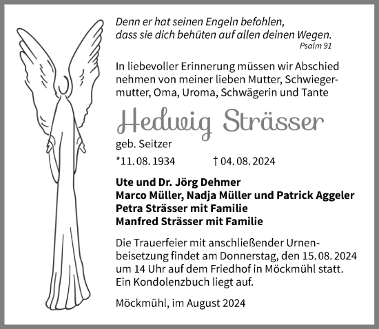 Traueranzeige von Hedwig Strässer von GESAMT