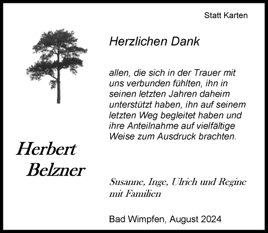 Traueranzeige von Herbert Belzner von GESAMT