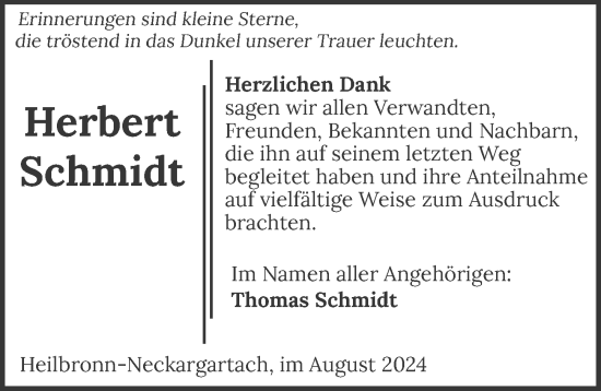 Traueranzeige von Herbert Schmidt von GESAMT