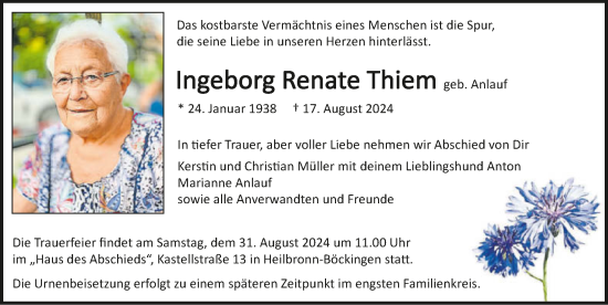 Traueranzeige von Ingeborg Renate Thiem von GESAMT