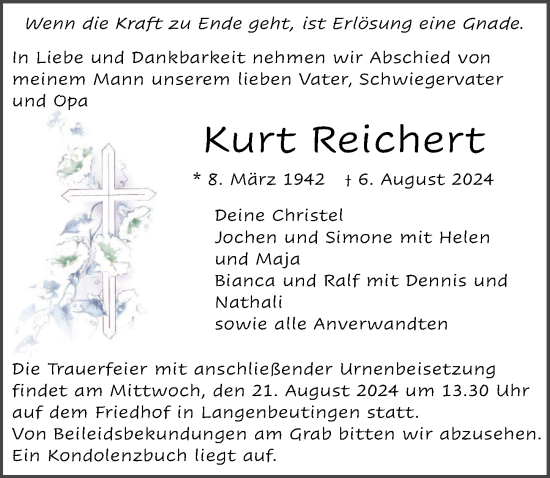 Traueranzeige von Kurt Reichert von GESAMT