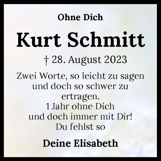 Traueranzeige von Kurt Schmitt von GESAMT