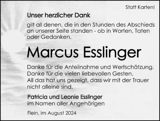 Traueranzeige von Marcus Esslinger von GESAMT