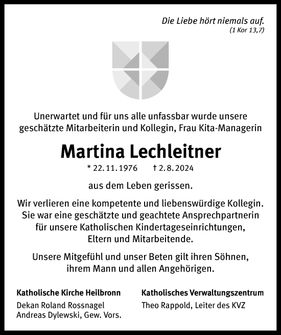 Traueranzeige von Martina Lechleitner von GESAMT