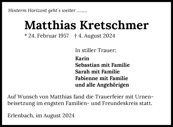 Traueranzeige von Matthias Kretschmer von GESAMT