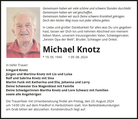 Traueranzeige von Michael Knotz von GESAMT