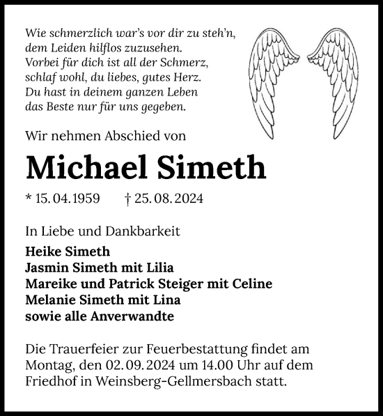 Traueranzeige von Michael Simeth von GESAMT