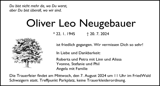 Traueranzeige von Oliver Leo Neugebauer von GESAMT