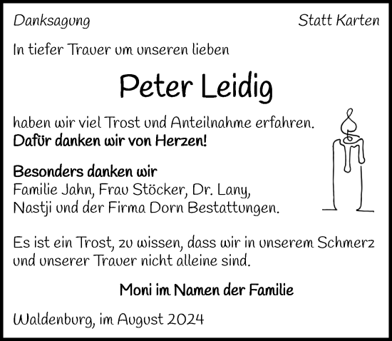 Traueranzeige von Peter Leidig von GESAMT