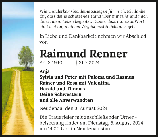 Traueranzeige von Raimund Renner von GESAMT