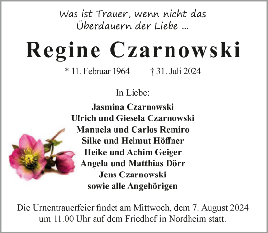 Traueranzeige von Regine Czarnowski