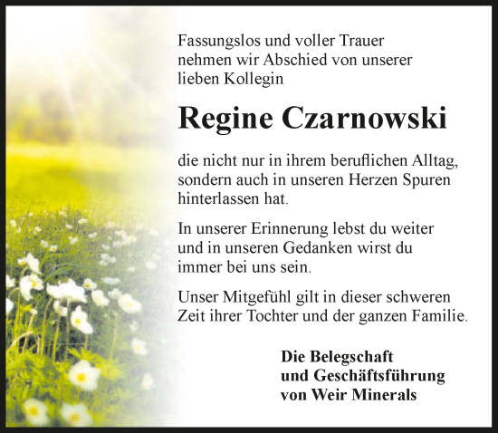 Traueranzeige von Regine Czarnowski